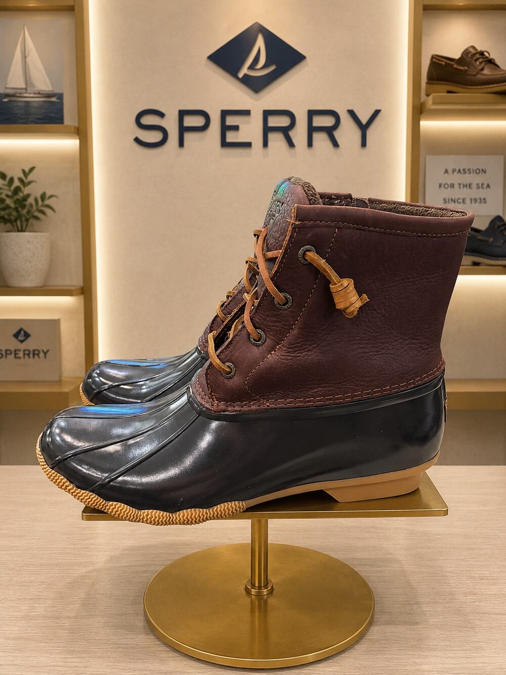 NIB Sperry Saltwater Duck Boot Tan Brown Waterproof Women’s Size 11M